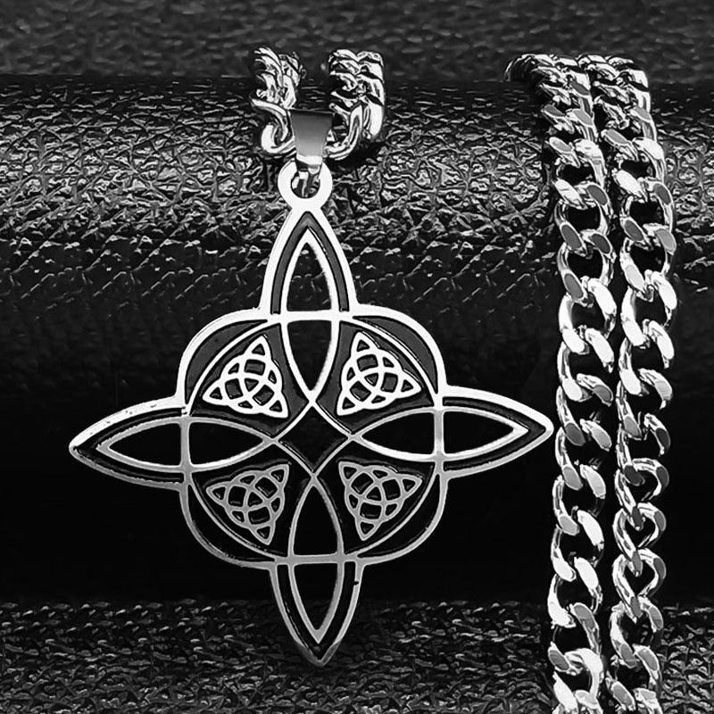 Viking Witch Celtic Knot Pendant Necklace Stainless Steel Men Chain Odin Gothic Necklace Protection Amulet Jewelry nudo de bruj