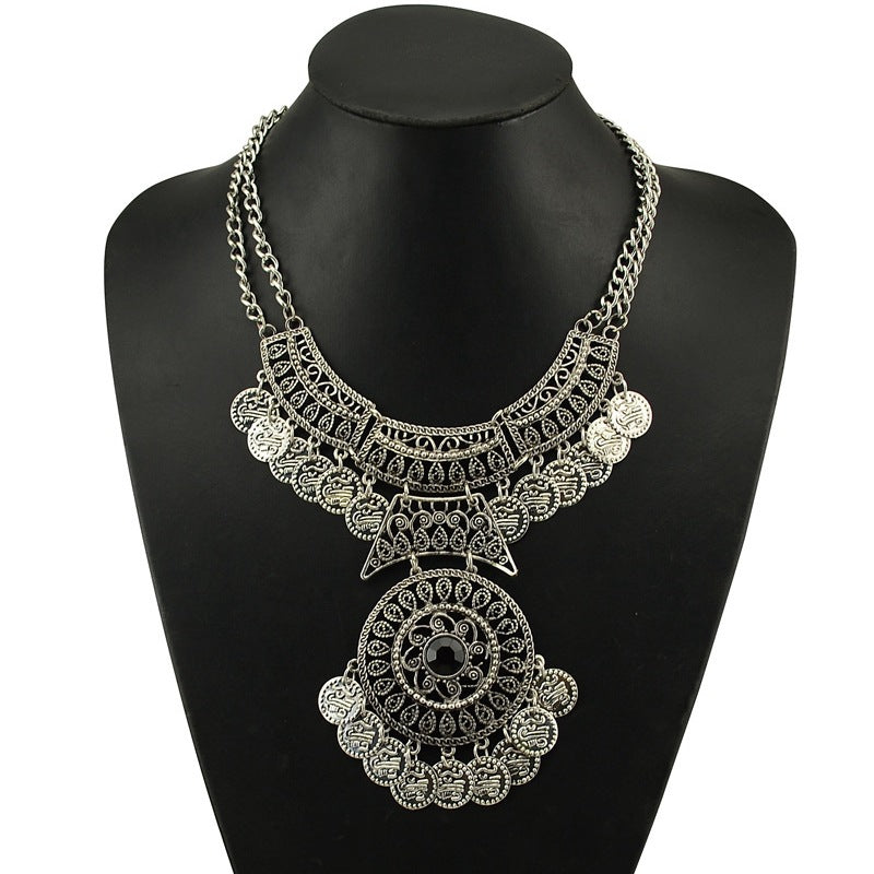 Fashion Alloy Luxury Coin Necklace Royal Gem